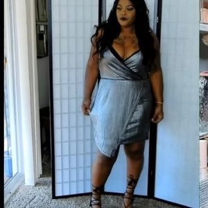Sexy Metallic Silver Evening Out Dress 2xl